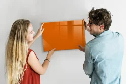 Best Wallfluent Tableau Magnétique 60x40 cm Couleur orange Marqueur noir En Verre De Planification