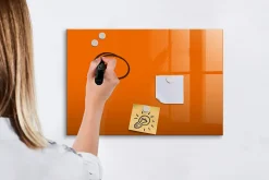 Best Wallfluent Tableau Magnétique 60x40 cm Couleur orange Marqueur noir En Verre De Planification