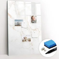 Wallfluent Tableau Magnétique 60x90 cm Marbre élégant Marqueur noir Mémos & Organisation* Pêle-Mêle Et Pense Bête