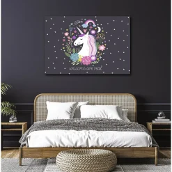 Hot Scenolia Tableau toile en kit UNICORNS ARE REAL 140 x 95 cm - Toile textile sans PVC, Made in France par