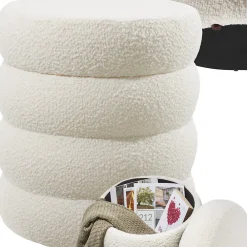 Tectake Tabouret avec espace de rangement rond 42 x 42 x 47 cm* Pouf Et Poire