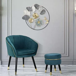 Outlet Mauro Ferretti Tabouret bas en tissu Paris 35x40.5 cm