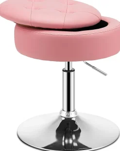 Tabouret de Coiffeuse Capitonné Pouf de Rangement dappoint Chaise de Maquillage Pivotante à 360 degrés* Pouf Et Poire