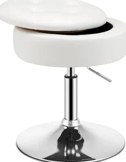 Tabouret de Coiffeuse Capitonné Pouf de Rangement d appoint Chaise de Maquillage Pivotante à 360 degrés* Pouf Et Poire