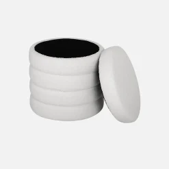 Sweeek Tabouret en bouclettes blanches avec coffre de rangement intégré* Pouf Et Poire