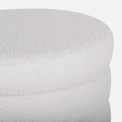 Sweeek Tabouret en bouclettes blanches avec coffre de rangement intégré* Pouf Et Poire