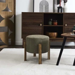 The Home Deco Factory Tabouret en velours côtelé Scott* Pouf Et Poire