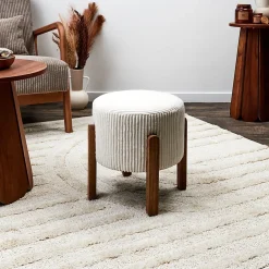 The Home Deco Factory Tabouret en velours côtelé Scott* Pouf Et Poire
