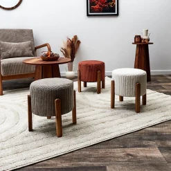 The Home Deco Factory Tabouret en velours côtelé Scott* Pouf Et Poire
