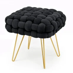 Hot Akord Furniture Factory Tabouret en velours tressé rembourré 38 cm DOTTY Noir