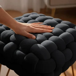 Hot Akord Furniture Factory Tabouret en velours tressé rembourré 38 cm DOTTY Noir