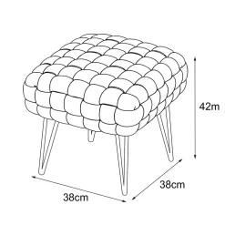 Hot Akord Furniture Factory Tabouret en velours tressé rembourré 38 cm DOTTY Noir