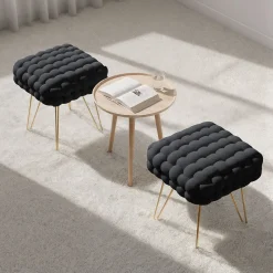 Hot Akord Furniture Factory Tabouret en velours tressé rembourré 38 cm DOTTY Noir