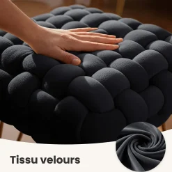 Hot Akord Furniture Factory Tabouret en velours tressé rembourré 38 cm DOTTY Noir