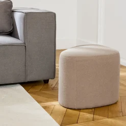 Sweeek tabouret. pouf en forme de galet en tissu greige. TAO L 60 x P 44 x H 40cm* Pouf Et Poire