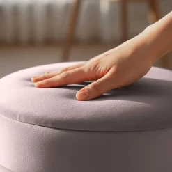 Hot Akord Furniture Factory Tabouret rembourré en velours avec rangement 40 cm LUNA Rose Poudré