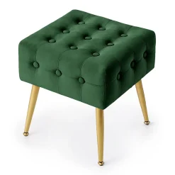 Discount Akord Furniture Factory Tabouret rembourré en velours 40 cm QUADRA Vert Bouteille