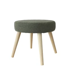 Outlet Home Maison Tabouret rond en bouclettes (45x45x40 cm - Vert)