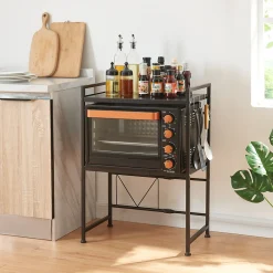 [En.Casa] Étagère à micro-ondes Sorsele avec 2 tablettes réglables noir en.casa* Etagère Murale