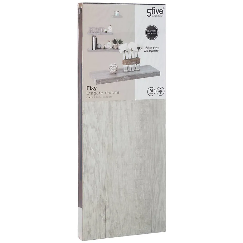 5Five Étagère murale 60cm - Effet chêne gris Fixy -