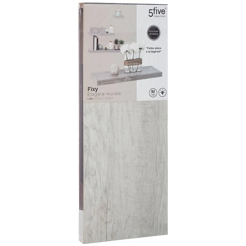 5Five Étagère murale 60cm - Effet chêne gris Fixy -