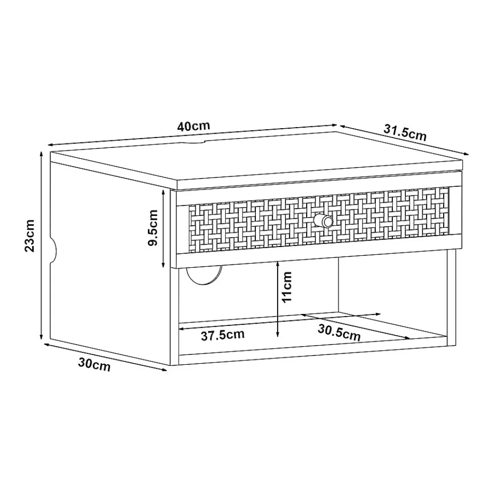 [En.Casa] Étagère murale Eiker 40 x 32 x 23 cm blanc aspect rotin en.casa* Etagère Murale