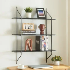 [En.Casa] Étagère murale Oestfold 100 x 80 x 21 cm noir en.casa* Etagère Murale