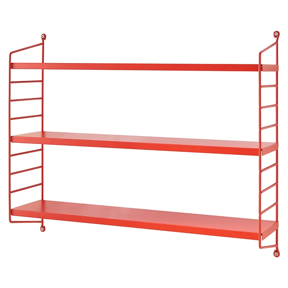 [En.Casa] Étagère murale Strängnäs à 3 niveaux modulables 50 x 60 x 15 cm rouge en.casa