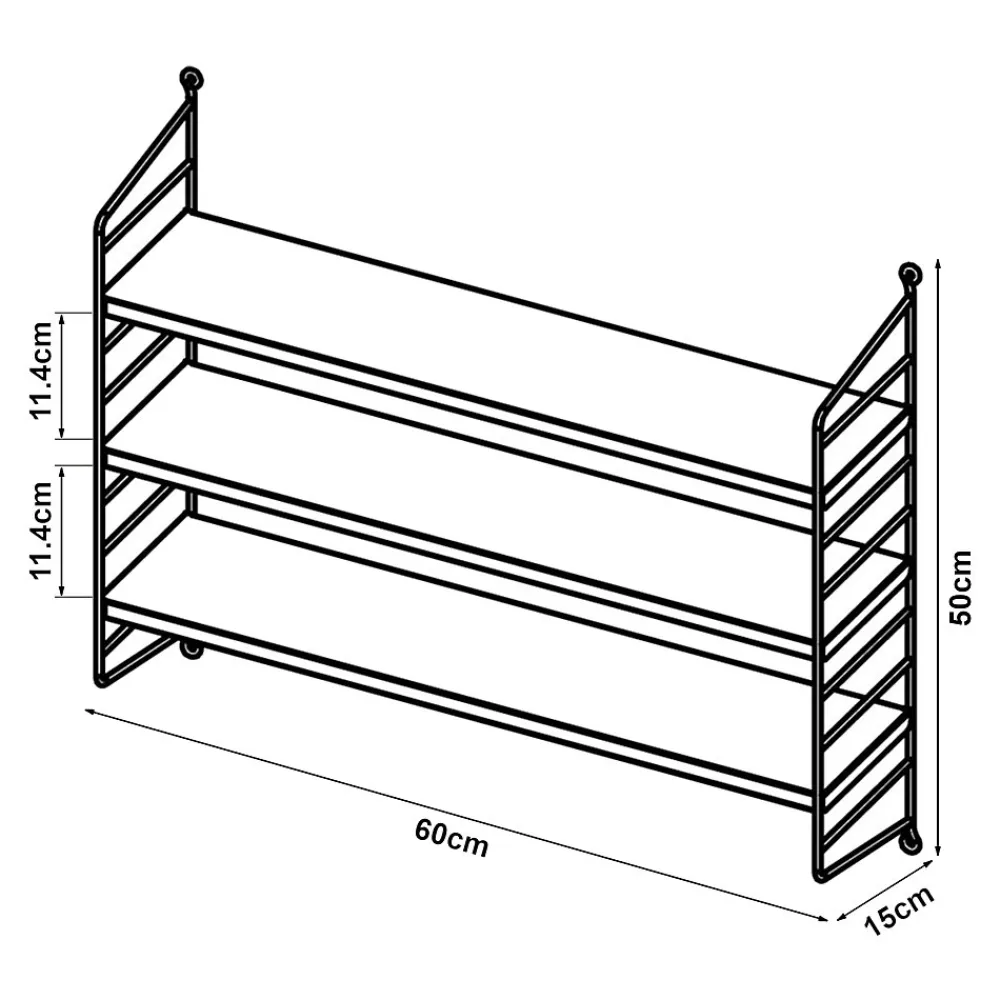 [En.Casa] Étagère murale Strängnäs à 3 niveaux modulables 50 x 60 x 15 cm rouge en.casa