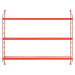 [En.Casa] Étagère murale Strängnäs à 3 niveaux modulables 50 x 60 x 15 cm rouge en.casa