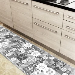 99DECO Tapis antidérapant - Ciment Style Gris - vinyle - int./ext. - Gris - 50x120cm* Tapis Pour Cuisine