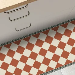 99Deco Tapis antidérapant - Rétro - vinyle - int./ext. - Rouge - 50x200cm* Tapis Pour Cuisine