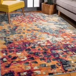 Unamourdetapis Tapis art abstrait - PF DESI Couleurs vives, bleu, orange, rose* Tapis Pour Salon