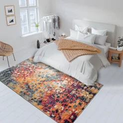 Unamourdetapis Tapis art abstrait - PF DESI Couleurs vives, bleu, orange, rose* Tapis Pour Salon
