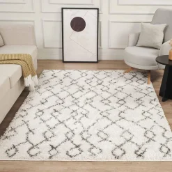 Hot Unamourdetapis Tapis berbère tissé motif ethnic LYN4 BENYLE B, crème, gris foncé
