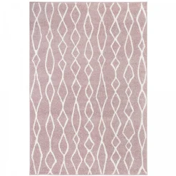 Clearance Unamourdetapis Tapis berbère tissé motif ethnic BALANIO, rose, blanc