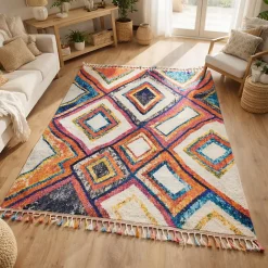 Hot Unamourdetapis Tapis berbère tissé motif ethnic LYN5 OURIKA D, violet
