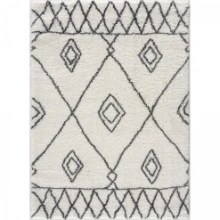Hot Unamourdetapis Tapis berbère tissé motif ethnic LYN4 DOUX 2, crème, gris foncé