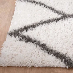 Hot Unamourdetapis Tapis berbère tissé motif ethnic LYN4 BENYLE A, crème, gris foncé