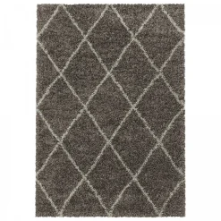 Clearance Unamourdetapis Tapis berbère tissé motif losange SHAGGY A, Taupe