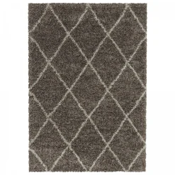 Clearance Unamourdetapis Tapis berbère tissé motif losange SHAGGY A, Taupe