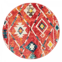 Best Unamourdetapis Tapis berbère tissé motifs tribaux LYN5 OURIKA B, bleu, jaune, rose, orange, blanc