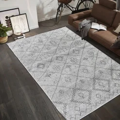 Discount Unamourdetapis Tapis berbère tissé motifs tribaux SAUTUL, crème, gris