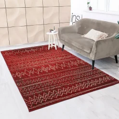 Unamourdetapis Tapis berbère tissé motifs tribaux LYN1 BERBI, rouge* Tapis Persan Et Berbère|Tapis Pour Chambre