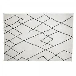 Hot Unamourdetapis Tapis berbère tissé motifs tribaux NALADON, crème, noir