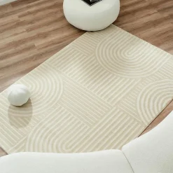 Discount Unamourdetapis Tapis chambre tissé motif géométrique CERABI, crème