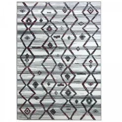 Hot Unamourdetapis Tapis chambre tissé motif berbère LYN1 LABER, gris, noir, blanc