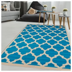 Unamourdetapis Tapis chambre tissé motif géométrique LYN1 STYLE, bleu* Tapis Pour Chambre