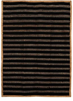 Best Deko & Co Tapis chindi à rayures noir et naturel Deco&Co L.120 x l.120 cm