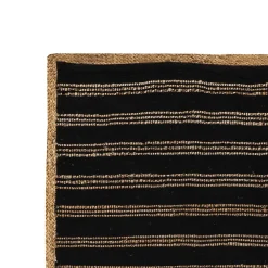 Best Deko & Co Tapis chindi à rayures noir et naturel Deco&Co L.120 x l.120 cm
